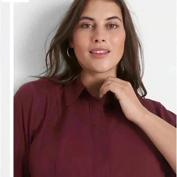 Lane Bryant high low burgundy blouse, high low button down Goth plus size - Picture 3 of 8